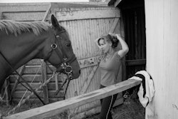 I yell out ‘Hello!’ when I pull up at the gate, and Hocus looks up and it’s like everything just goes. It’s just him and me, and I don’t have to rush. Don’t have to hurry. It’s calming, very calming. When I call out he’ll look up and walk over to the fence to meet me. He’ll watch me while I walk over to the shed to get the halter, and if I’ve got any carrots he’ll get one before I tie him up. Sometimes he gives me a wee nudge – hey! is there any more? He doesn’t get too much at the moment because he’s a bit overweight. Then I groom him, saddle up, put my hat on and away we go. Mates. The paddock is a place I can escape to – it instantly became my favourite place. Yeah, I share it with my sister, but coming here is something I do myself. I enjoy being on my own, away from everything. Traffic noise, job worries, everything. There are neighbours, but when I’m here I feel as though I’m on my own. I don’t have to think of anything, just enjoy the company of my horse. There is definitely a very big connection between the two of us. I was introduced to horses when I was eight and I’ve had a love of riding ever since. They’re such beautiful animals. If I’m sad, Hocus cheers me up. If I’m feeling angry about something, he calms me. He’s really important all right, like a best friend.