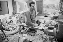 People do come in and say it must be nice to make a living out of your hobby, but I explain it’s not quite like that. You know, I’m doing it eight hours a day. But yeah, it’s good, oh yes. Better than working for someone else. I come to work in the morning and, because I’m the boss, I make what I like. Because I’m making what I like, the quality is high, and because the quality is high, it sells. That’s the guts of it really. Also the staff ratio is about right – limited to one, and that’s me. If the business got any bigger you’d lose those freedoms that make working for yourself so good. You know, the ‘gone fishing’ thing. It’s pretty good fun doing the wood turning, but not quite as much fun as fishing. What do they say – a bad day’s fishing is better than a good day’s work? Something like that. As for the place, the Arts Centre, it couldn’t be better. It was the perfect thing to do with the old university. These old Gothic buildings lend themselves to the work that goes on here. I’ve spent half my working life here now, and what I do seems so closely bound up with this place. I even met my wife, Maria, here. It doesn’t get much better than that.