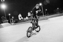 It was my flatmate actually, he was the first to get into BMX. He kept nudging me: ‘Have a go.’ Finally I borrowed a bike for a week and I was hooked. But when I first went to a park and saw other people there, I didn’t want to ride. I felt uncomfortable riding in front of these people I didn't know. I thought they would be judging me, that they’d think I wasn’t very good. You know, you’re not doing any tricks, you’re falling off and getting in people’s way. You’re hopeless. But then the more you come – the more people start to know you – the better you feel and you try more things. You get loosened up a bit and start to feel comfortable. Then you’ve got it. Acceptance. There are a lot of different aspects to BMX. You get people who just like riding the streets. You’ve got skate parks – trying to do the tricks and so on there. Dirt is where you’ve got trails and dirt jumps, and you’re just trying to survive. It all gives you a different perspective. You meet people too. Another guy comes along and it’s like: ‘Hey, how you goin? Where you from?’ You do get some people who are fake. They’re riding because it’s an image thing. Bit like surfing, some people just hang out on the beach with a board. When you get better at it though, and you’re really pushing it, you get that feeling of relying on yourself. You’re not wanting anyone else’s approval, it’s just yourself and that’s awesome. Specially if you’re stressed in any way. I can go down the park for a couple of hours and it’s like a release for me. A place of peace. Course, not everybody sees that. They see a hooded guy with big baggy jeans on and he’s riding a bike or a skateboard and making a lot of noise. It’s all they see, they can’t look past that. There’s an elderly guy who lives down the road from the park, and we might put out a stereo system to listen to and straight away he’s over. ‘Turn that music down or I’ll call the police.’ It might be a Sunday afternoon, it’s sunny, a good atmosphere – lots of people just sitting around watching, families and that bringing their kids down and so on – we put some music on and along he comes. Next thing the police come over and that’s it, broken up. All ruined. He doesn’t understand that we’re just trying to have some fun. Maybe you get the odd hooligan, but the people I’ve met down there are generally good people. There’s hardly ever any conflict. Any physical pain down there is usually self-inflicted. Having somewhere you can be together like that – it’s about communication really, isn’t it? I think that’s the most important thing in the world. Don’t you?