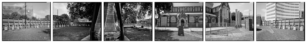 South-side of Christ Church Cathedral, pictured from within cordoned off grounds adjacent Colombo Street.